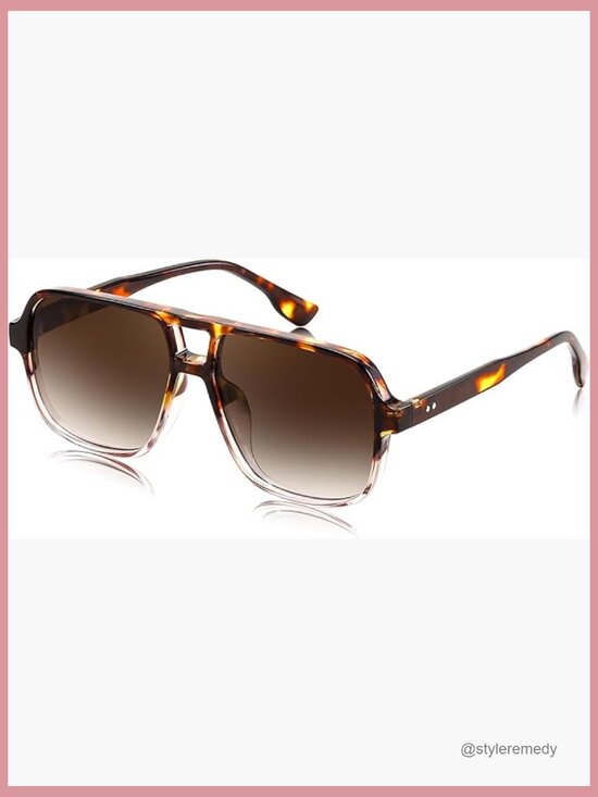Retro Square Aviator Sunglasses Plastic Frame UV400 Protection main image 6